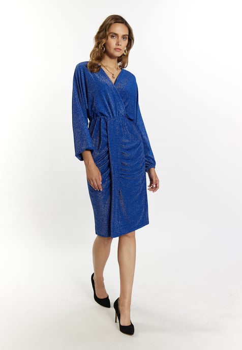 Faina Avondjurk met glanzend garen Dames KONING BLAUW - Image 5