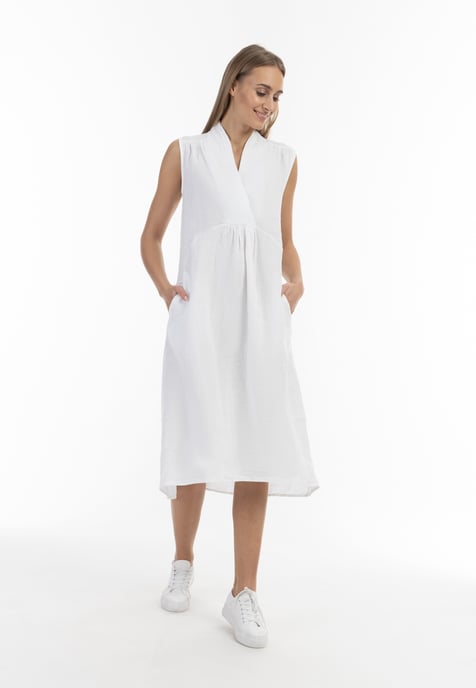 RISA Linnen midi-jurk Dames wit - Image 4
