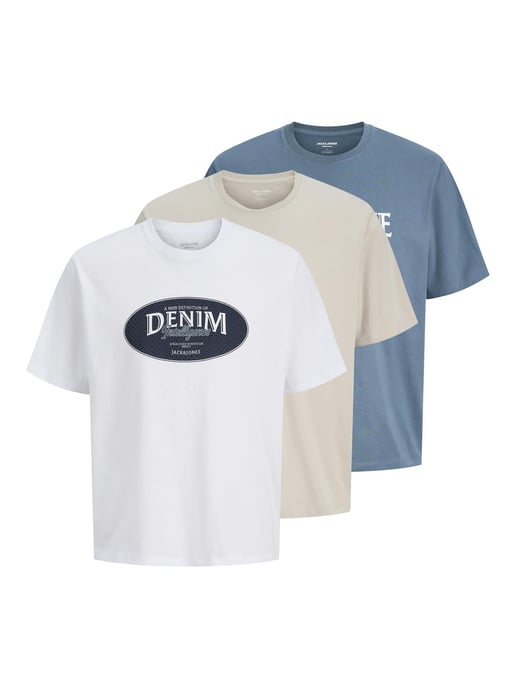 Jack & Jones Mens T-shirts 3 Pack Short Sleeve - Image 1