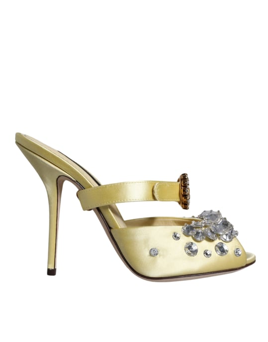 Kristallsmyckade Satin Mules - Image 1