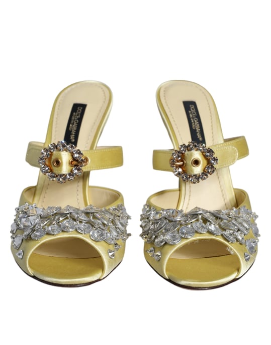 Kristallsmyckade Satin Mules - Image 2