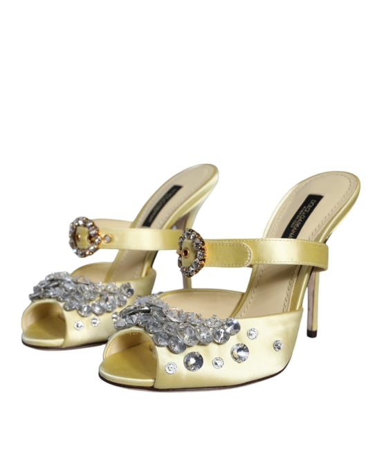 Kristallsmyckade Satin Mules - Image 3
