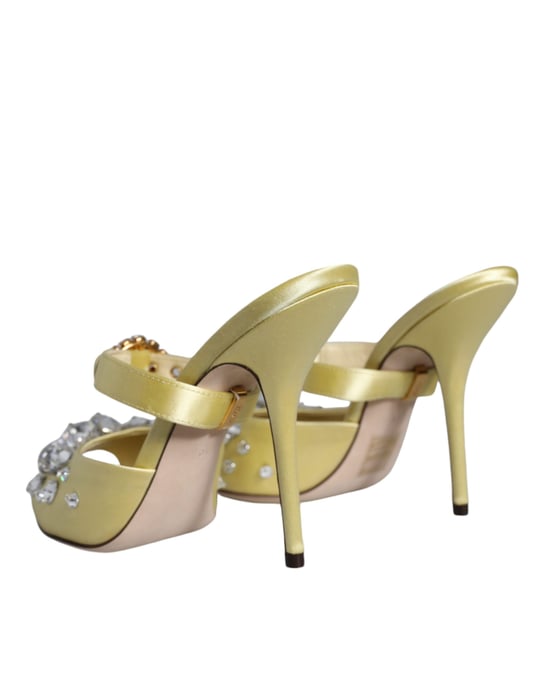 Kristallsmyckade Satin Mules - Image 4
