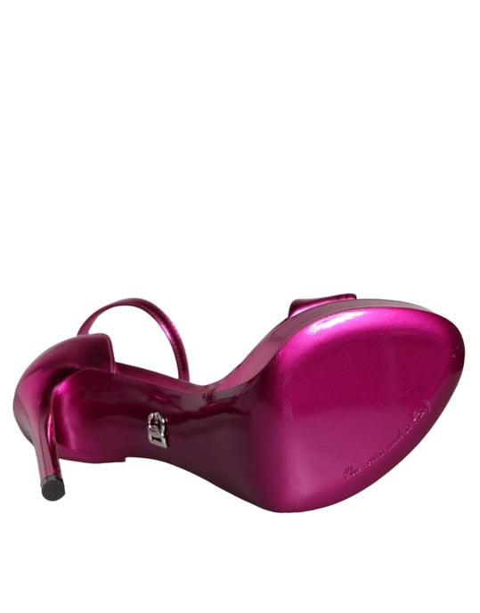 Metallic Leather Sandals Anklestrap Platform Heels - Image 6
