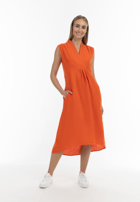 RISA Linnen midi-jurk Dames oranje - Image 2
