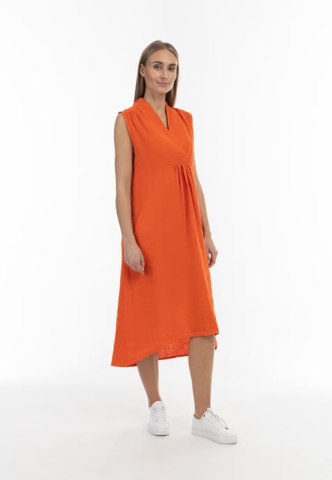 RISA Linnen midi-jurk Dames oranje - Image 4