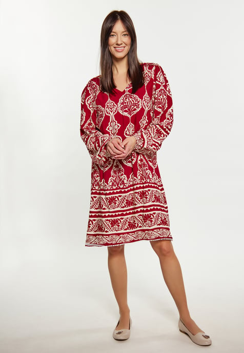 usha Jurk Dames donkerrode crème - Image 2