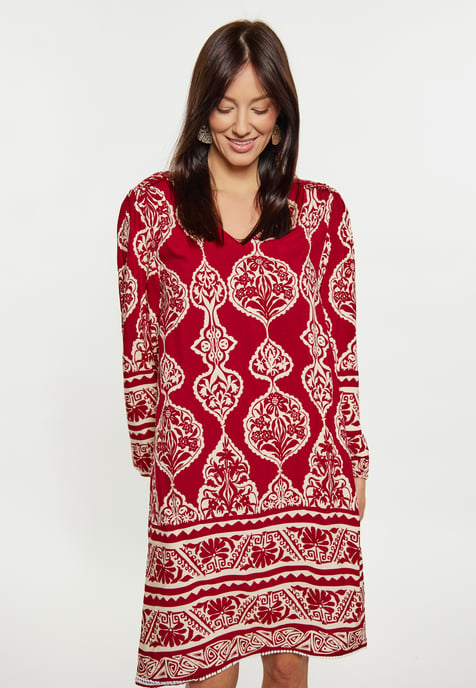usha Jurk Dames donkerrode crème - Image 3