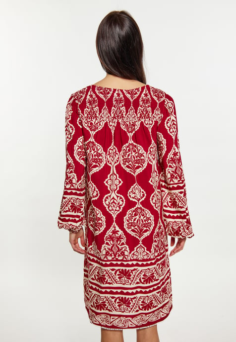 usha Jurk Dames donkerrode crème - Image 4