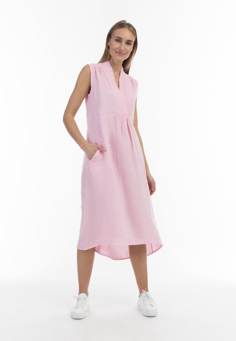 RISA Linnen midi-jurk Dames lichtroze - Image 4