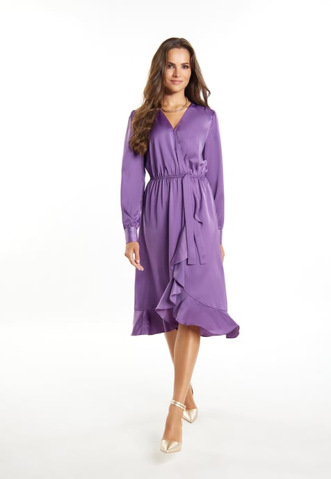Faina Midi-jurk met lange mouwen Dames paars - Image 2