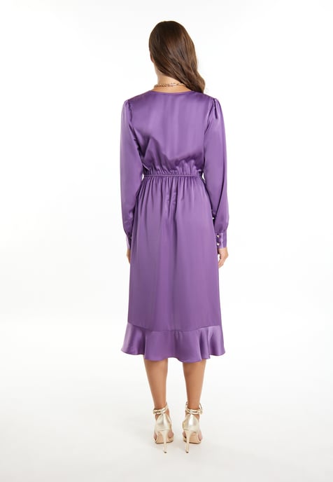 Faina Midi-jurk met lange mouwen Dames paars - Image 3