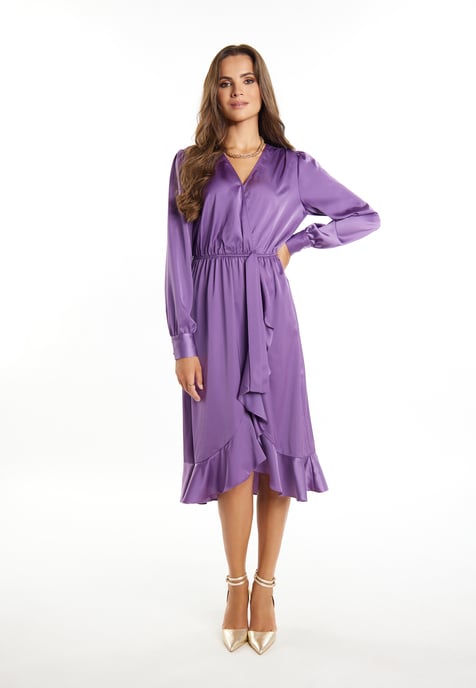 Faina Midi-jurk met lange mouwen Dames paars - Image 4