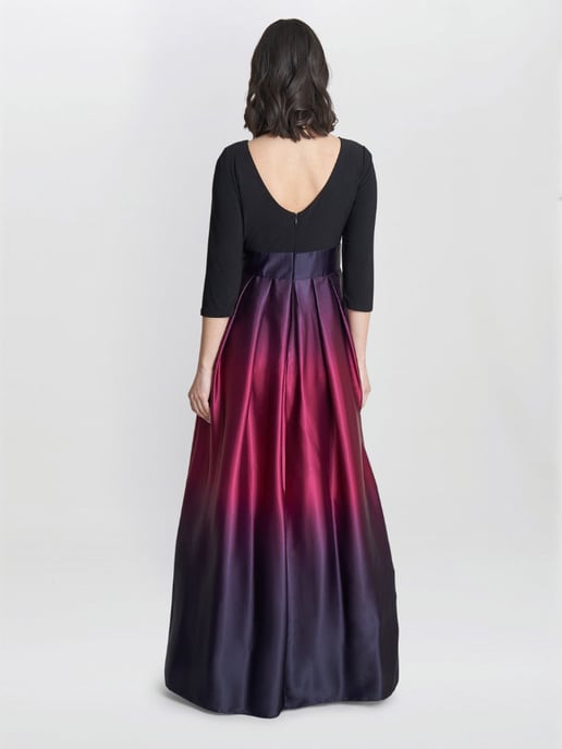 Ingrid V Neck Back Ombre Satin Maxi Dress - Image 2