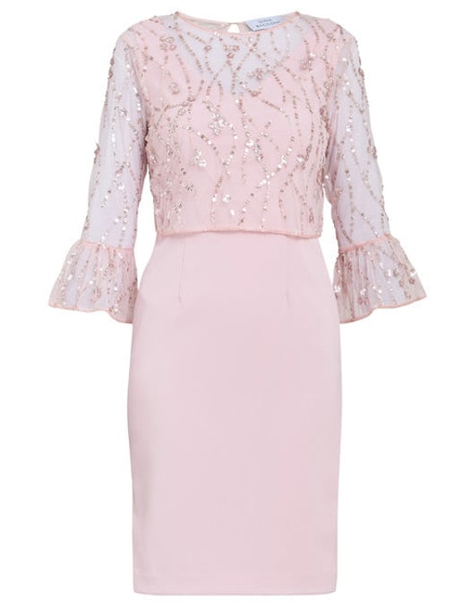 Pippa Beaded Jacket With Fluted 3/4 Sleeve And Crepe Shift Dress - Image 5