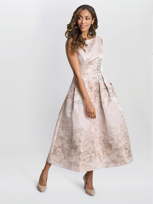 Ann-Marie Metallic Jacquard Midi Dress - Image 1