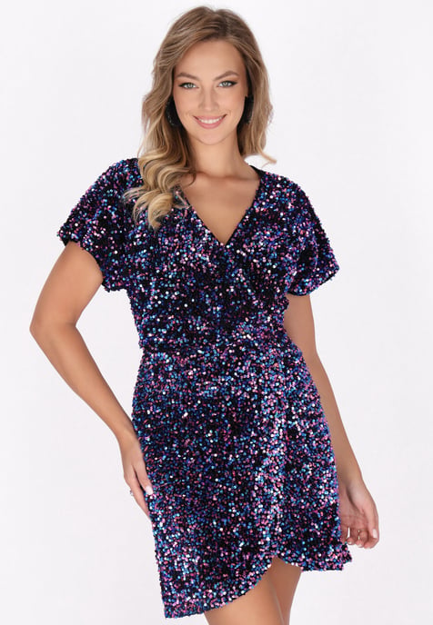 Faina Jurk Dames blauw roze - Image 3