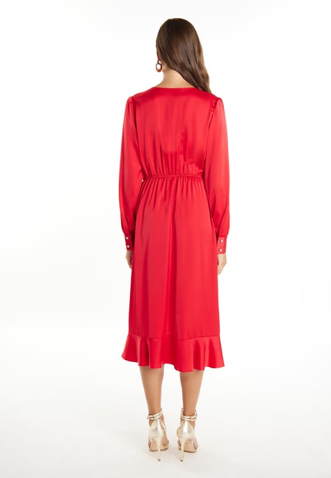 Faina Midi-jurk met lange mouwen Dames rood - Image 3
