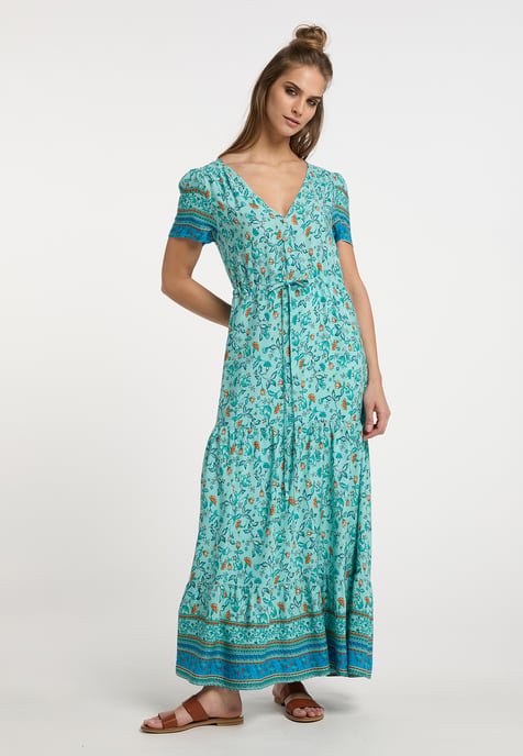 usha Maxi-jurk met bloemenprint Dames Turkoois Veelkleurig - Image 2