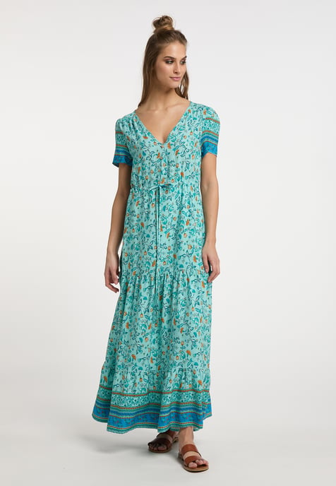 usha Maxi-jurk met bloemenprint Dames Turkoois Veelkleurig - Image 5