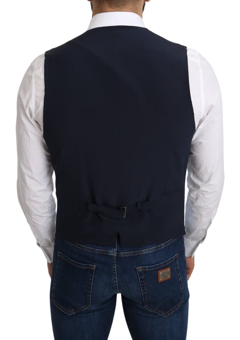 Lichtblauw Linnen Vest Klassieke Stijl - Image 3