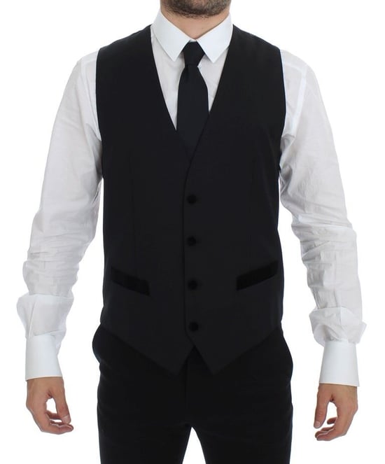 Zwart Wol Vest met Fluwelen Accenten - Image 1