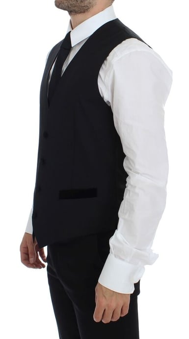 Zwart Wol Vest met Fluwelen Accenten - Image 4