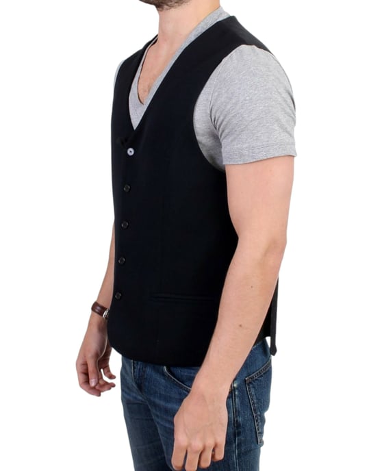 Zwart Wol Vest Klassieke Stijl - Image 2