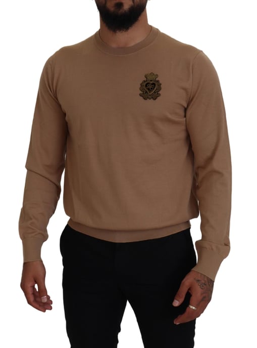 Crew Neck Tröja Beige Emblem - Image 1