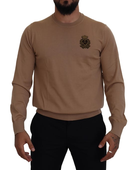 Crew Neck Tröja Beige Emblem - Image 4