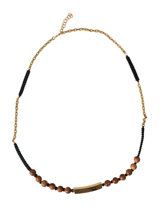 Wood Gold Chain Necklace Smy10178 - Image 2