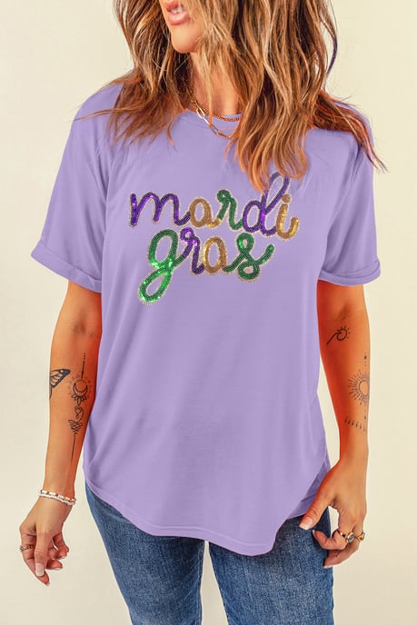 Mardi Gras Paillett-T-shirt Avslappnad Passform - Image 2