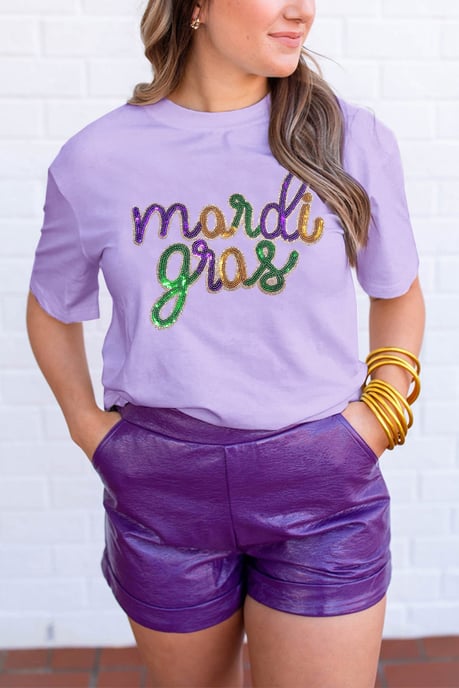 Mardi Gras Paillett-T-shirt Avslappnad Passform - Image 3