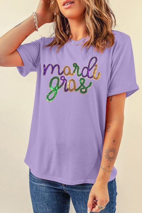 Mardi Gras Paillett-T-shirt Avslappnad Passform - Image 4