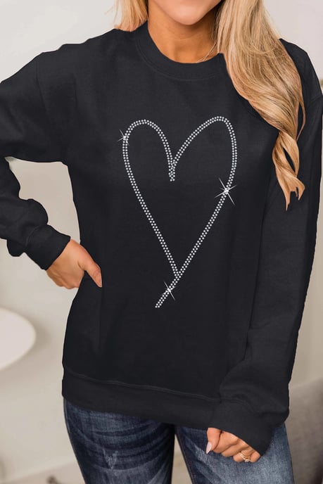 Rhinestone Heart Sweatshirt - Image 2
