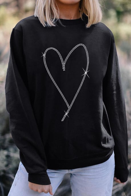 Rhinestone Heart Sweatshirt - Image 4