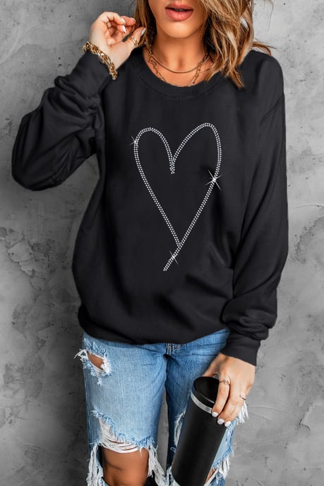 Rhinestone Heart Sweatshirt - Image 5