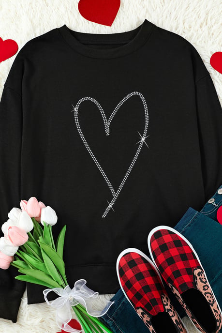 Rhinestone Heart Sweatshirt - Image 6