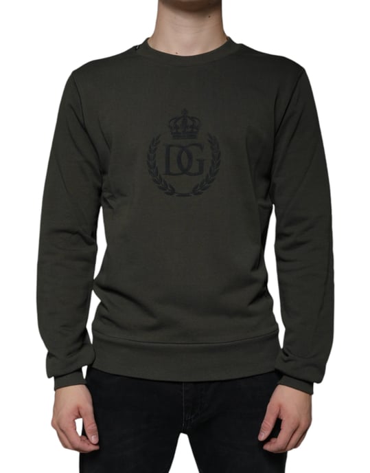Crown Logo Sweatshirt Olive Green - Image 2