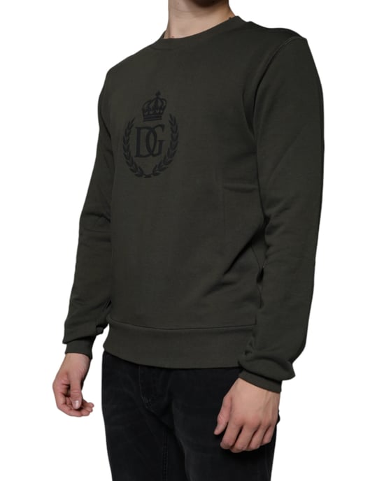 Crown Logo Sweatshirt Olive Green - Image 3