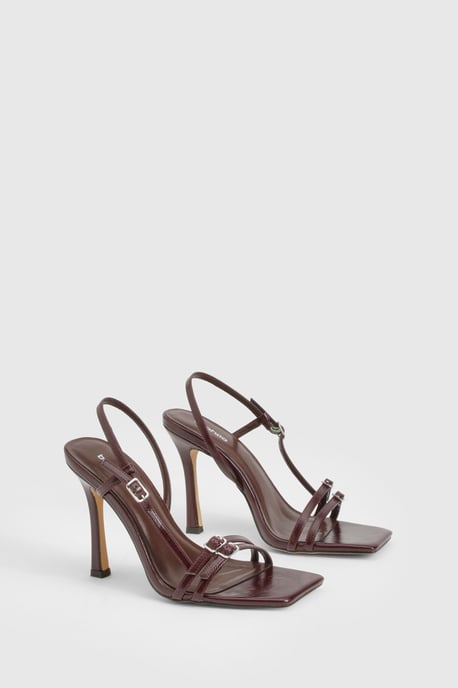 Strappy Buckle Square Toe Heels - Image 2