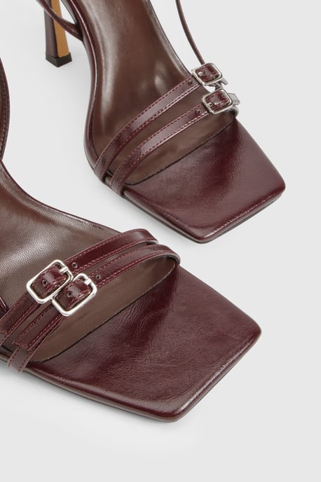 Strappy Buckle Square Toe Heels - Image 5