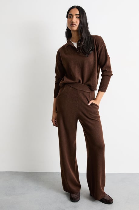 Knitted Button Up Collar Detail Jumper - Image 2