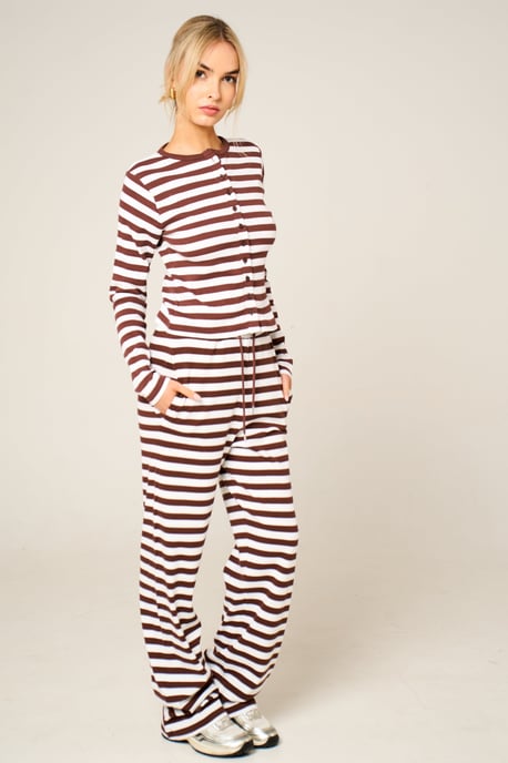 Contrast Striped Molly Button Top and Wide Leg Trousers - Image 3