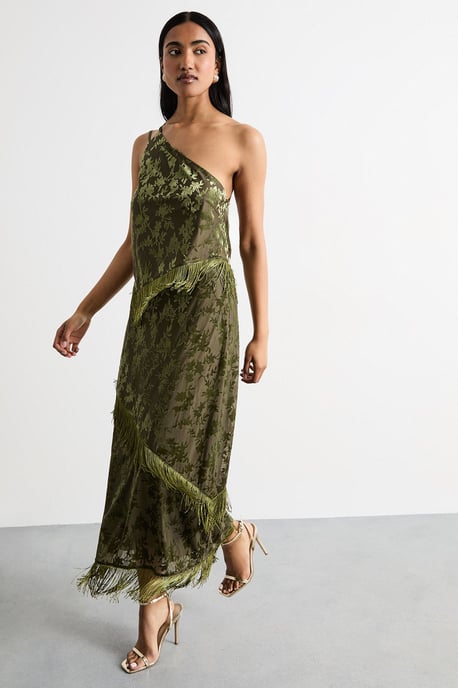 Devore Fringe Detail Midi Skirt - Image 1