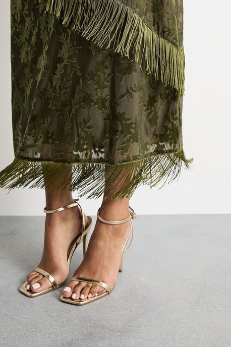 Devore Fringe Detail Midi Skirt - Image 4