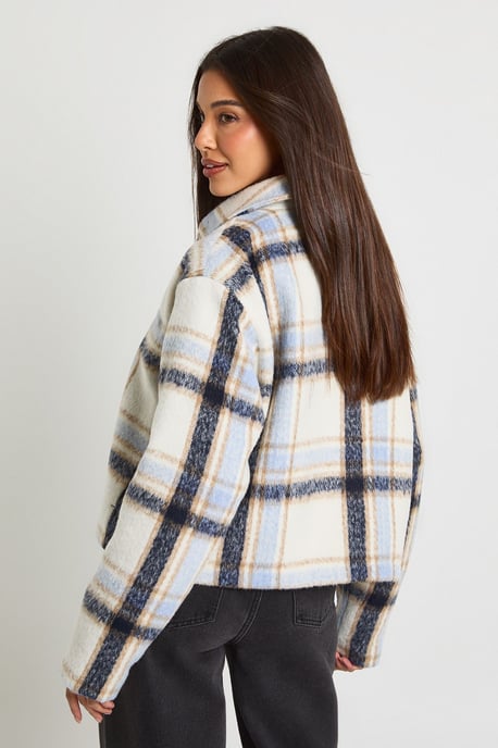 Check Zip Wool Look Jacket - Image 2