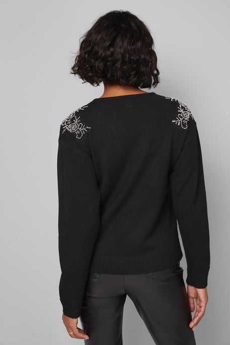 Embellished V Neck Jumper - Image 3