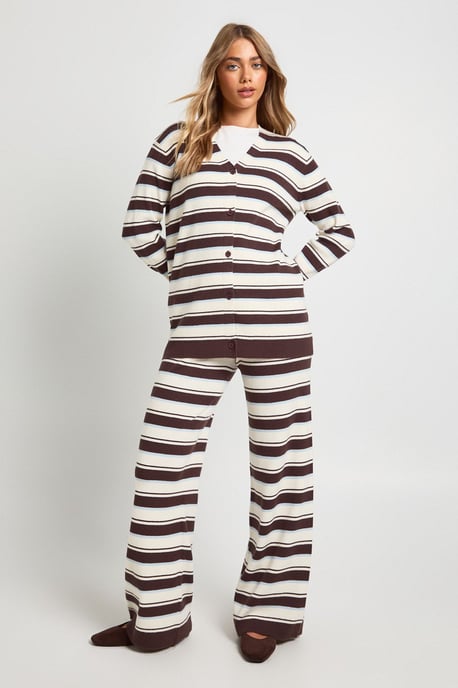 Super Soft Rib Knitted Boyfriend Cardigan and Wide Leg Trouser Co-Ord - Image 3