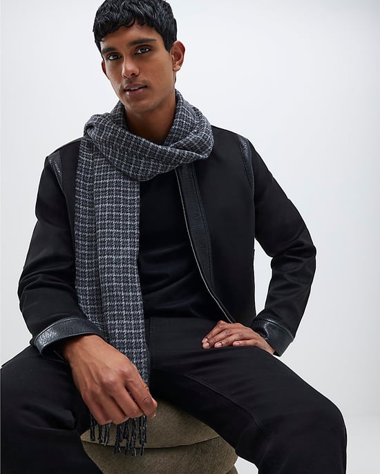 River Island Mens Scarf Grey Chequered - Image 1